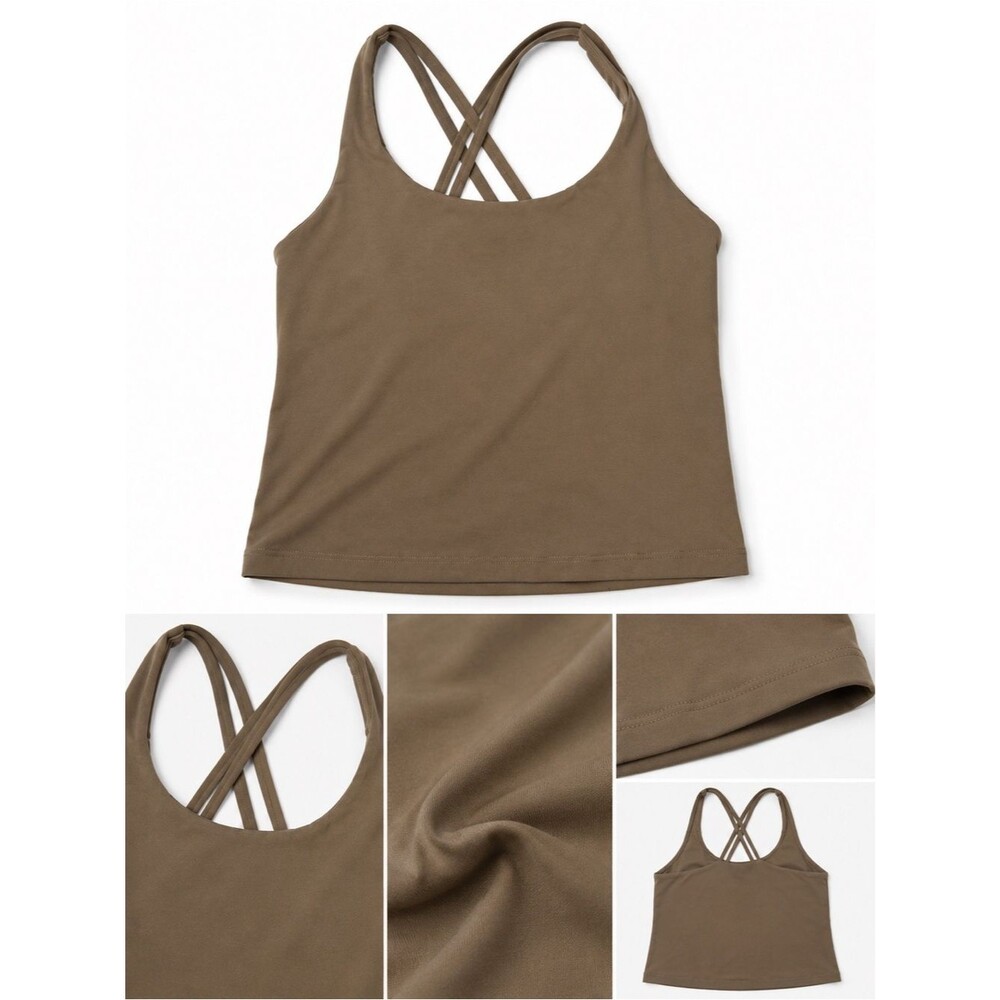 HeyNuts Nude Strappy Longline Sports Bra | Minimal Activewear | Size S